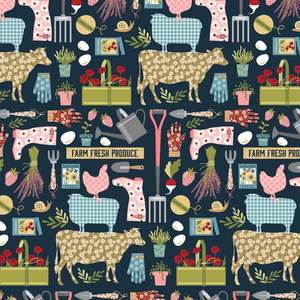 Clearout: Poppie Cotton ~ Farmgirls Unite ~ farm blue