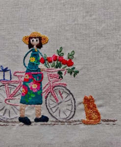 Woodland Friends: Sidonie a la Femme~ Stitchery Panel~preprinted