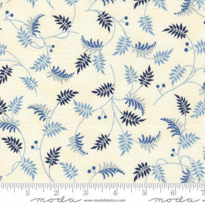 Clearout: Amelia's Blues~ Ivory/Blue Trailing Leaves