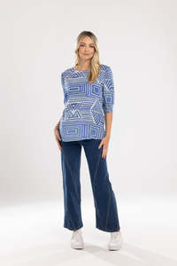 Mi Moso Ss23: Finley Top - Blue Print