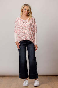 Tops: TORI TOP PINK FLOWERS