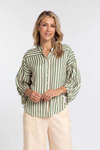 Moss Ss26: Bronte Shirt - Green Stripe