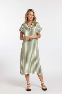 Moss Ss26: Savana Dress - Green stripe