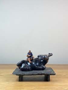 Handmade Mudman: BOY ON BUFFALO - LARGE