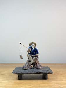 Handmade Mudman: FISHERMAN ON STUMP