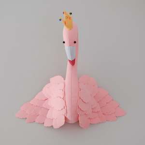 Pink Swan W-Felt Animal head /Handmade