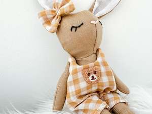 Mini Linen in Bunny in Mustard Gingham