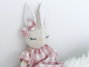 Mini Linen Bunny - Pink Gingham