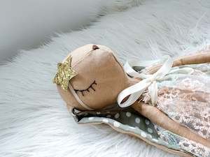 Linen Bunny in Tan and Sage