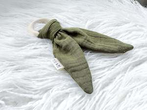 Teethers: Bunny Ear Teether in Forest Green