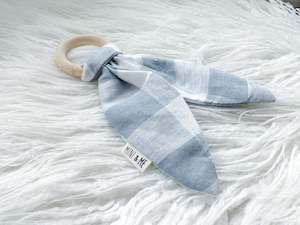 Teethers: Bunny Ear Teether in Blue Gingham
