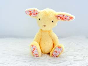 Minky Collection: Mini Minky Snuggle Bunny in Duck Yellow Floral