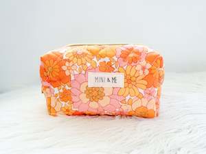 You: Retro Orange Floral Quilted Everything Pouch