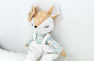 Handmade Linen Deer Mini Doll – Pocket-Sized Woodland Soft Toy for Nursery & Play
