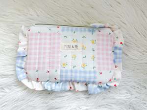 Quilted Gingham Ruffle Pouch
