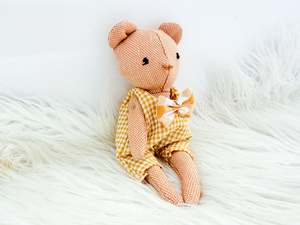 Linen Mini: Marigold & Gingham Linen Bear
