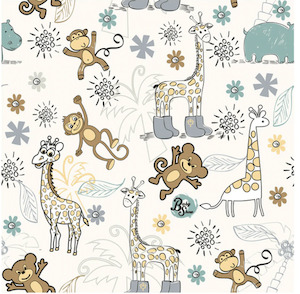 Printed PUL - Monkeys & Giraffes Minkylicious