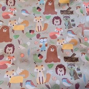 Forest Animals on Grey Printed PUL - Minkylicious