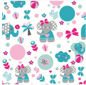 Products: Printed PUL - Elephant Hearts Minkylicious