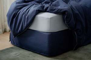 Sleep Deep Linen Cotton Bedding: Valance - Midnight