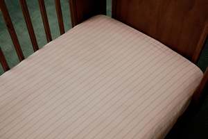Sleep Deep Linen Cotton Bedding: Fitted Sheet - Blush Stripe