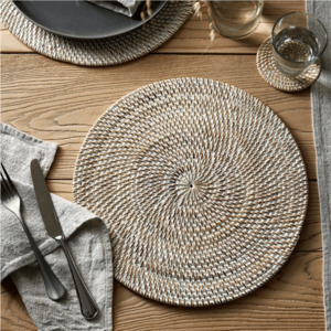 Rattan Placemats/White Wash/30cm diameter