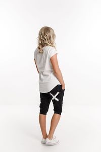 Pants 1: 3/4 Apartment Pants Black With White X Print
