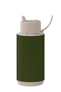 New: Moon Dust/Khaki Cactus Leather Sleeve 34oz Reusable Bottle