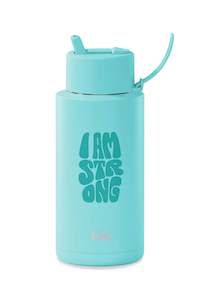 New: 34oz Stainless Steel Ceramic Reusable Bottle KIC Aqua (Strong) With Flip Straw Lid