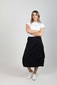Skirts: Milwaukee Fiesta Skirt Black in Slub Linen