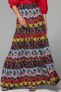 Polaroids Maxi Skirt Bouquet Stripe