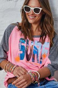 Hammill Co 1: Surf Batwing Tee Pink Charcoal