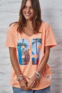 Hammill Co 1: Retro V Neck Tee Orange