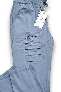 Helga May 1: Ripped Pants With Sequins Petrol