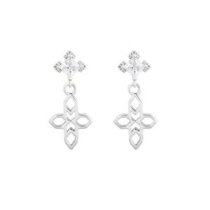 Lindi Kingi: Baroque Cross Earrings Silver