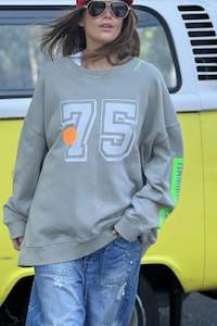 Hoodies Crews: New Long Vintage Sweat Washed Khaki - PREORDER DELIVERY MID MARCH