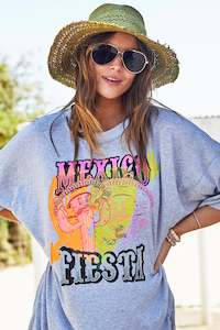 Hoodies Crews: Mexican Fiesta Oversized Tee Light Grey Marle
