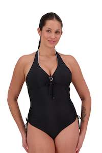 Swimwear: Drawstring Reversible Suit Black/ White