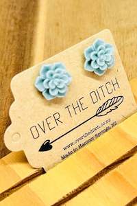 Over The Ditch: Baby Blue Dahlia Studs