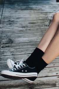 Socks: Merino Wool Crew Socks Essential Black Rib