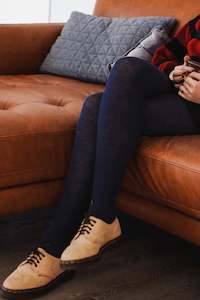 Merino Wool Textured Knit Tights Night