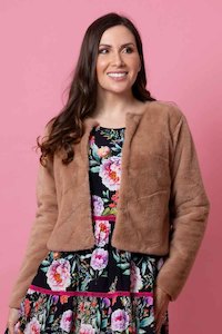 Zoe Short Fur Jacket Caramel