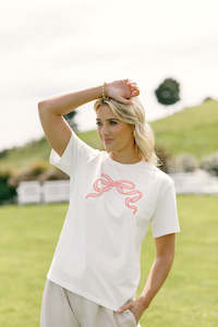 Chris Tee White with Blossom Berry Bow