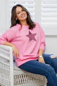 Hoodies Crews: Sequin Cotton Sweater Blush