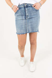 Skirts: Raw Edge Denim Skirt