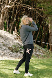 Apartment Pants Black with Blossom Berry X