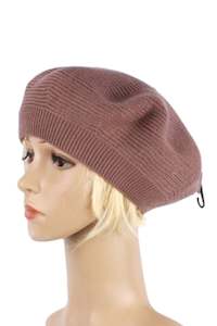 Hair Accessories Hats: Ribbed Beret Beige