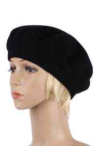 Hair Accessories Hats: Ribbed Beret Black