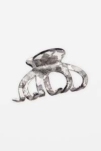 Hair Claw Paper Flowers Print Black