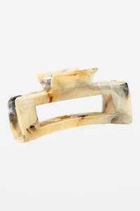 Hair Accessories Hats: Hair Claw Oblong Marble Black And Cream